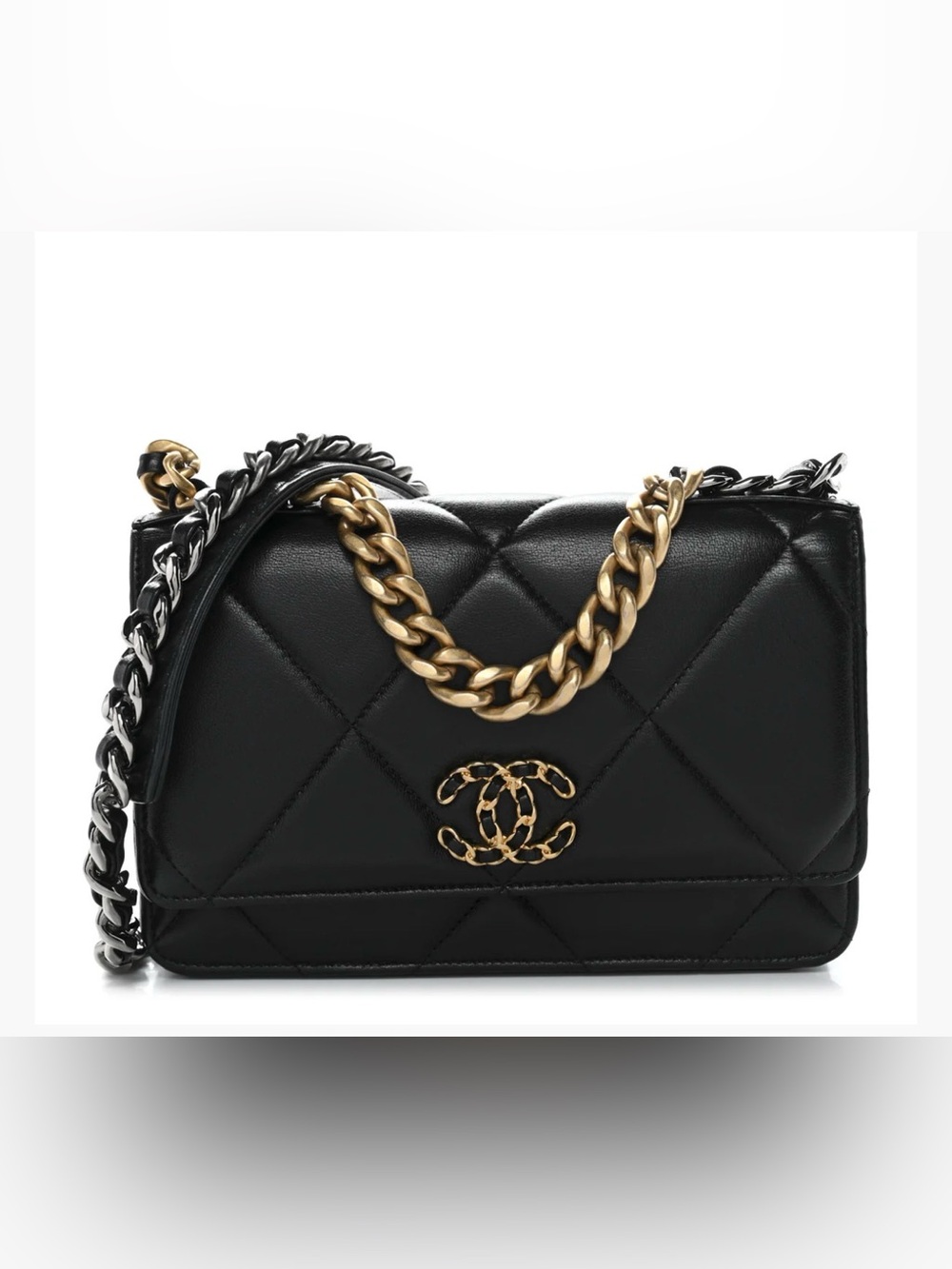 Lambskin Quilted Chanel 19 WOC Black; Preloved & Lovely